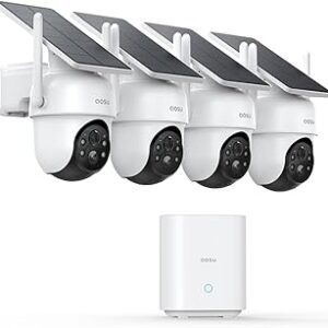 aosu Security Cameras Outdoor Wireless, 4 Cam-Kit, No Subscription Required, Solar-Powered, Home Security Cameras System with 360° Pan & Tilt, Auto Tracking, 2K Color Night Vision, Easy Setup