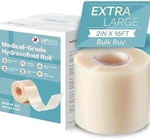 LIFARA Hydrocolloid Roll for Wound Care - Cut-to-Size, Hydrocolloid Patch Bandages with Self-Adhesive, Ultra Absorbent & Waterproof, First Aid Kit Essential (11.8mil/ 0.3mm Thickness, 2in*16ft)