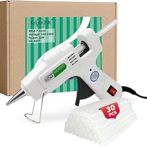 Krightlink Hot Glue Gun Kit with 30 Glue Sticks, Fast Preheating Hot Melt, High Temp for School Crafts DIY Arts and Quick Home Repairs (20w)