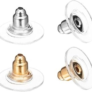 DSOMHZ Earring Backs-Earring Backs for Droopy Ears/Studs/Heavy Earring -100pcs Earring Lifters Bullet Clutch (Silver and Gold)