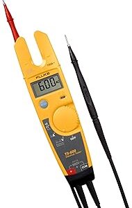 Fluke T5-600 Electrical Voltage, Continuity and Current Tester, Measures AC Current Up to 100 A Without Contact, Automatically Select AC/DC for Tests, Includes Detachable SlimReach Probe Tip