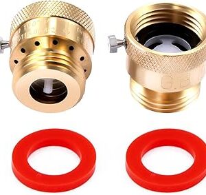Litorange 2 Pack Brass 3/4 Inch GHT Hose Bibb Connector Backflow Preventer Vacuum Breaker