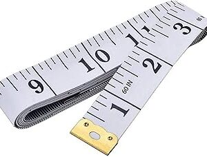 GDMINLO Soft Tape Measure Double Scale Body Sewing Flexible Tailor Craft Vinyl Ruler for Weight Loss Medical Body Measurement, Has Centimetre Scale on Reverse Side 60-inch（White）