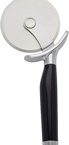 KitchenAid Classic Pizza Wheel with Sharp Blade For Cutting Through Crusts, Pies and More, Built In Finger Guard for Safety and Comfort Grip to Protect Fingers, Dishwasher Safe, 9-Inch, Black