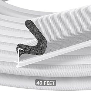40FT Extra Long Kerf Weather Stripping Door Seal for Large Gaps and Easy Installation (White)