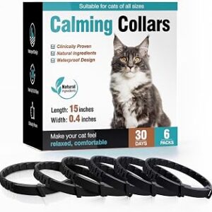 Calming Collar for Cats 6 Pack Cat Calming Pheromones Collar Stress and Anxiety Relief for 30 Days Pheromone Collars Adjustable Calm Care Products Anti Aggression Stop Meowing Relaxer for Cats in Heat