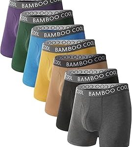 BAMBOO COOL Men's Ultra Breathable Underwear,No Riding Up Boxer Briefs with ComfortFlexible Waistband,Multipack