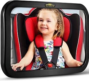 Baby Car Mirror, DARVIQS Car Seat Mirror, Safely Monitor Infant Child in Rear Facing Cars Seat, Wide View Shatterproof Adjustable Acrylic 360°for Backseat, Crash Tested and Certified for Safety