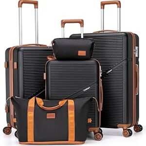 Cosbarn Luggage Sets 5 Piece Suitcases with Wheels, Suitcase Set ABS Hard Case Luggage with TSA Lock Spinner Wheels Durable Travel Luggage (5-Piece Set(20/24/28))