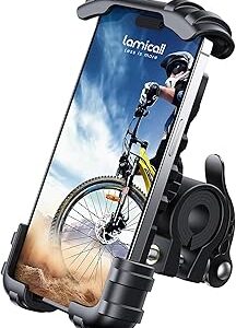Lamicall Bike Phone Holder, Motorcycle Mount - Motorcycle Phone Holder, Handlebar Cell Phone Clamp, Scooter Phone Clip Gifts for iPhone 17 Air Pro Max, 16 15 Plus, S20, 4.7 to 6.8 Smartphones