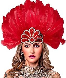 HOMELEX Women's Black Feather Headpiece Carnival Caribbean Headdress Showgirl Accessories