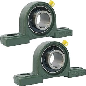 2 Pack UCP205-16 Pillow Block Mounted Ball Bearing - 1 Bore - Solid Cast Iron Base - Self Aligning