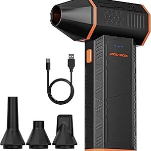 WOLFBOX MegaFlow 50 Compressed Air Duster-110000RPM Super Power Electric Air Duster, 3-Gear Adjustable Mini Blower with Fast Charging, Dust Blower for Computer, Keyboard, House, Outdoor and Car
