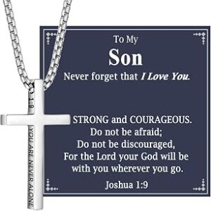 Cross Necklace Gifts for Teen Boys Christian Religious Gift for Boys on Birthday Christmas Fathers Day Baptism