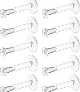 Bioflex Clear Earrings for Sports, Work, School, Surgery, MRI - Clear Piercing Jewelry Labret Studs for Ears, Cartilage, Helix, Tragus, Lip, Medusa, Monroe - Flat Push-In Plastic Earrings (16g, 18g) Piercing Retainers
