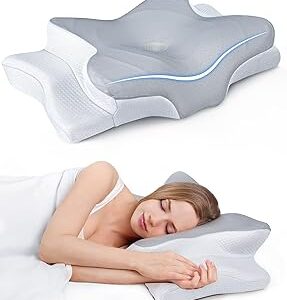 Ultra Pain Relief Cooling Pillow for Neck Support, Adjustable Cervical Pillow Cozy Sleeping, Odorless Ergonomic Contour Memory Foam Pillows, Orthopedic Bed Pillow for Side Back Stomach Sleeper