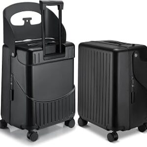 20 Inch Ride on Luggage with Seat for Kids Expandable Ride on Suitcase with Spinner Wheels and Locks for Travel
