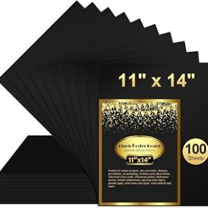 100 Pcs Black Poster Board Paper 11x14, ROOKEA Vision Boards Posterboard Bulk for School Projects Classroom Arts Craft Presentations Drawing Scrapbooking Blank Graphic Display