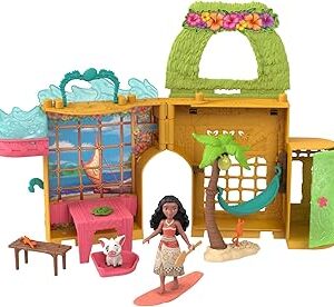 Mattel Disney Princess Toys, Moana Storytime Stackers Doll House with Moana Small Doll, 1 Animal Friend & 9 Accessories, Inspired by Disney Movie