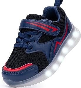 AMZZPIK Light Up Shoes for Boys Girls Toddler LED Flashing Sneakers Breathable Sport Walking Shoes for Kids