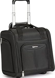 Amazon Basics Underseat Carry-On Luggage with Wheels and Handle, 14 Rolling Travel Bag, Fits Under the Seat, Black