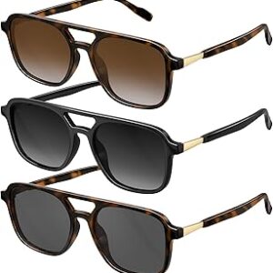 Retro Aviator Sunglasses for Women Men:Polarized Trendy Vintage 70s Rectangle Womens Shades Sun Glasses UV Protection