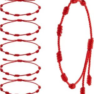 WILLBOND 6 Pieces Red String Bracelets Red Cord Bracelet Adjustable Knot String Bracelet Amulet for Protection, Evil Eye and Good Luck
