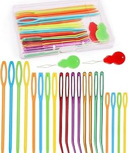 Bupete 25 Pcs Yarn Needles Set, Metal Tapestry Needle, Crochet Needles for Yarn, Large Eye Sewing Needles, Curved Darning Needles, Knitting Needles for Sewing, Knitting, Crochet