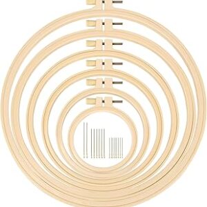 Caydo 6 Pieces Embroidery Hoops 3 Inch to 10 Inch Cross Stitch Hoop Small Embroidery Hoop with 16 Pieces Needles for Embroidery, Punch Needle, Craft Sewing and Ornaments