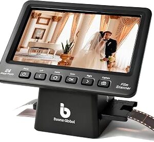 BEONEGLOBAL ClearScan P7 Film Scanner with SD Card,7” LCD,Upgraded Version, 24MP High-Resolution 35mm/135/126/110/Super 8 Film & Slide Converter, Quick Digital JPEG Conversion