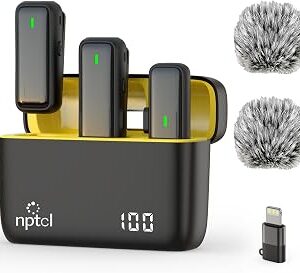 NPTCL Wireless Lavalier Microphone for iPhone Android Phone - USB Type C Mini Microphone with 24H Charging Case Noise Reduction for Video Recording Vlog YouTube TikTok (2A3XK)