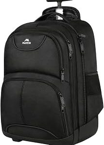 MATEIN Rolling Backpack, 17 inch Water Resistant Wheeled Laptop Backpack, Carry on Luggage Business Bag, Overnight College Computer Bag Trolley Suitcase for Men Women Adults to Travel, Black