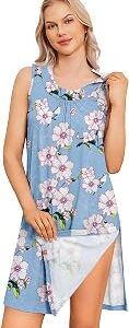 Deyeek Women's Post Shoulder Surgery Dress Tear Away Sleeveless Dress Side Full Open Chemo Port Adaptive Nightgown
