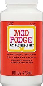 Mod Podge Gloss Sealer, Glue & Finish: All-in-One Craft Solution- Quick Dry, Easy Clean, for Wood, Paper, Fabric & More. Non-Toxic - Craft with Confidence, Made in USA, 16 oz., Pack of 1