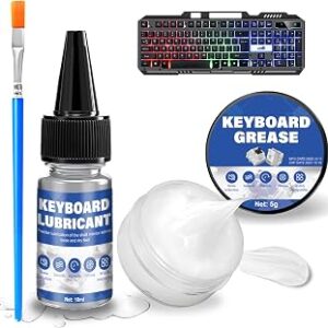Keyboard Lube Kit, Keyboard Lube and Oil with Brush Professional Noise Reduction Efficient Lubrication Insulation Waterproof for Mechanical Keyboards Mouse Satellite Axis Spring,10ML+5G