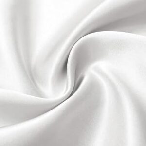 16 Momme 55 Wide 100% Pure Mulberry Silk Charmeuse Fabric 6A Grade Silk Fabric by The Yard Sewing, Shirts, Pajamas & DIY Crafts (031-White, 1 Yard)