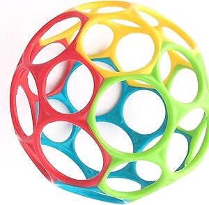 Bright Starts Oball Easy Grasp Classic Ball BPA-Free Infant Toy in Red, Yellow, Green, Blue, Age Newborn and up, 4 Inches