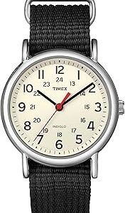 Timex Weekender 38mm Unisex Analog Watch | INDIGLO Backlight | Adjustable Durable Nylon Fabric Slip Through Strap | 24 Hour Time