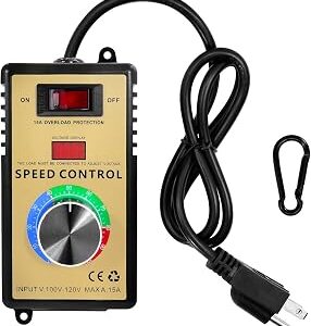 AC Motor Speed Controller 100V-120V 15A Variable Fan Speed Controller Electronic Voltage Regulator with Overload Protection & LED Display,Plug for Fans, LED Light