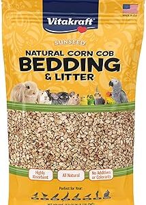 Sunseed Natural Corn Cob Bedding & Litter for Pet Birds and Small Animals – Made in USA – 350 Cubic Inches