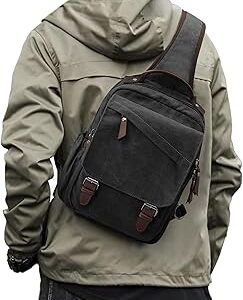 Messenger bag for Men,Small Sling Crossbody Backpack Shoulder Bag for Men Women,canvas Strap Backpack Sling Bag