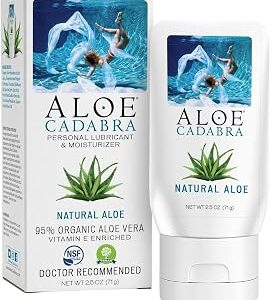 Aloe Cadabra Natural Water Based Personal Lubricant and Vaginal Moisturizer, Organic Aloe Lube for Men, Women and Couples, Non-Staining, pH Balanced (Unscented 2.5 Ounces, 1 Pack)