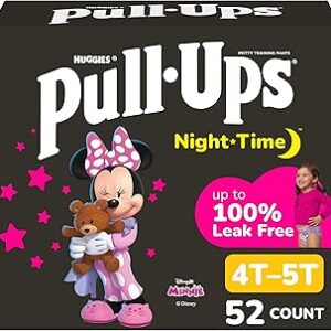 Pull-Ups Girls' Night-Time Potty Training Pants, Size 4T-5T Overnight Training Underwear (38-50 lbs), 52 Ct