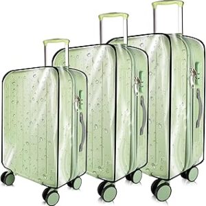 3 Pieces Thicken Clear Luggage Cover Protector, 20 24 28 PVC Luggage Covers for Suitcase Waterproof Dustproof Anti-scratch Travel Suitcase Covers Case for Wheeled Luggage