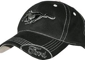 Ford Mustang Black Hat / Cap with Silver Stitching and Adustable Closure