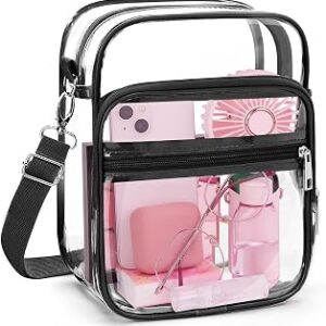 Blvornl Clear Crossbody Bag with Adjustable Shoulder Strap, Stadium Approved PVC Purse Bag, Messenger Bag