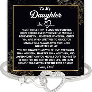 To My Daughter Bracelet From Dad With Heartfelt Message Card & Elegant Box, Bracelet For Girls, Daughter Birthday, Graduation, Wedding, Christmas Jewelry Gift From Daddy