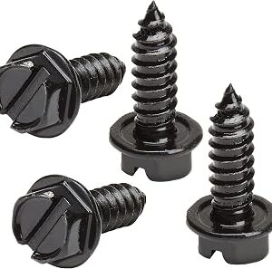 OttoSpeed Rustproof License Plate Screws for US Domestic Vehicles – Stainless Steel Bolts for Ford, Chevy, Dodge & Other US Brands (4-Pack, Black-Slotted)