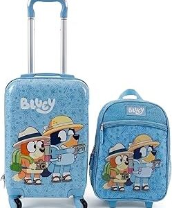 AI ACCESSORY INNOVATIONS Bluey Kids Luggage and Backpack Set - 18 Luggage Suitcase With Wheels, 13.75 Backpack