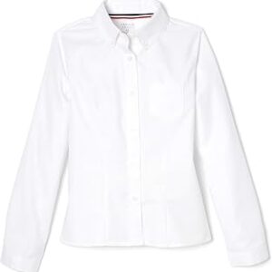 French Toast Girls' Fitted Wrinkle-Resistant Long Sleeve Oxford Shirt